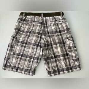 Cargo Shorts Green & Grey Plaid Casual Classic Timeless Shorts - Size 34